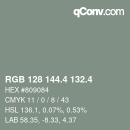 カラーコード: RGB 128 144.4 132.4 | qconv.com