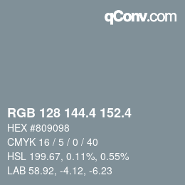 カラーコード: RGB 128 144.4 152.4 | qconv.com