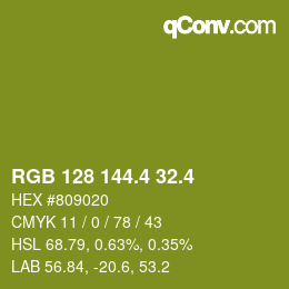 カラーコード: RGB 128 144.4 32.4 | qconv.com