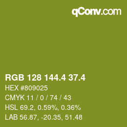 カラーコード: RGB 128 144.4 37.4 | qconv.com