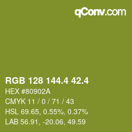 カラーコード: RGB 128 144.4 42.4 | qconv.com