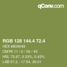 カラーコード: RGB 128 144.4 72.4 | qconv.com