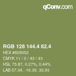 カラーコード: RGB 128 144.4 82.4 | qconv.com