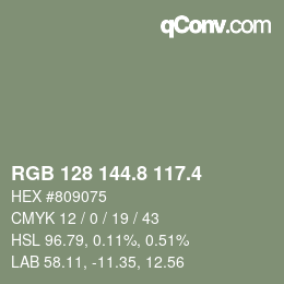 カラーコード: RGB 128 144.8 117.4 | qconv.com