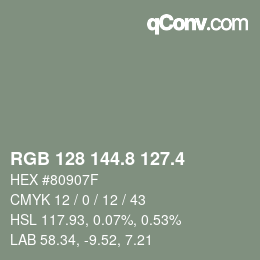 カラーコード: RGB 128 144.8 127.4 | qconv.com