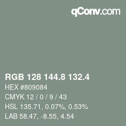 カラーコード: RGB 128 144.8 132.4 | qconv.com