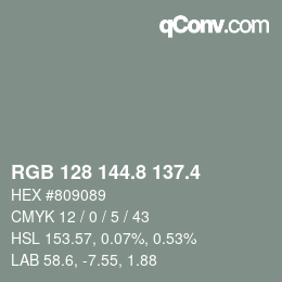 カラーコード: RGB 128 144.8 137.4 | qconv.com