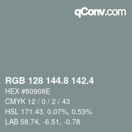カラーコード: RGB 128 144.8 142.4 | qconv.com