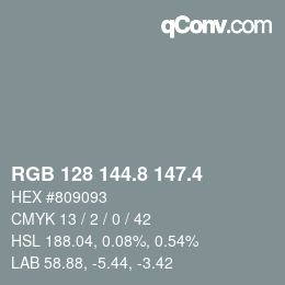 カラーコード: RGB 128 144.8 147.4 | qconv.com