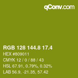カラーコード: RGB 128 144.8 17.4 | qconv.com