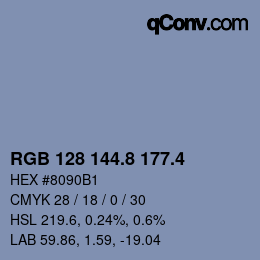 カラーコード: RGB 128 144.8 177.4 | qconv.com
