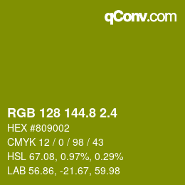 カラーコード: RGB 128 144.8 2.4 | qconv.com