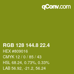 カラーコード: RGB 128 144.8 22.4 | qconv.com
