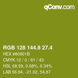 カラーコード: RGB 128 144.8 27.4 | qconv.com
