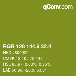 カラーコード: RGB 128 144.8 32.4 | qconv.com