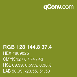カラーコード: RGB 128 144.8 37.4 | qconv.com