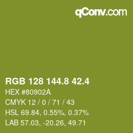 カラーコード: RGB 128 144.8 42.4 | qconv.com