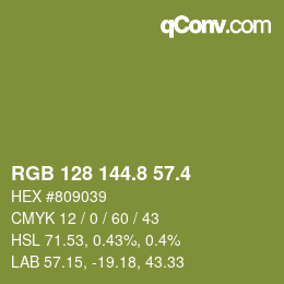 カラーコード: RGB 128 144.8 57.4 | qconv.com
