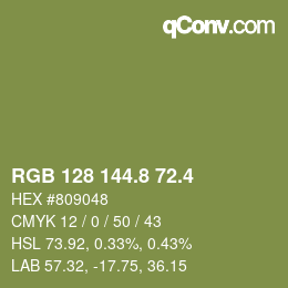 カラーコード: RGB 128 144.8 72.4 | qconv.com
