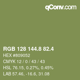 カラーコード: RGB 128 144.8 82.4 | qconv.com