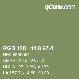 カラーコード: RGB 128 144.8 97.4 | qconv.com