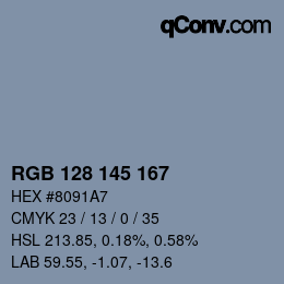 カラーコード: RGB 128 145 167 | qconv.com