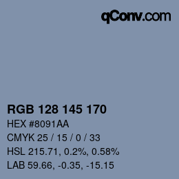 Color code: RGB 128 145 170 | qconv.com