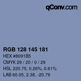 Color code: RGB 128 145 181 | qconv.com