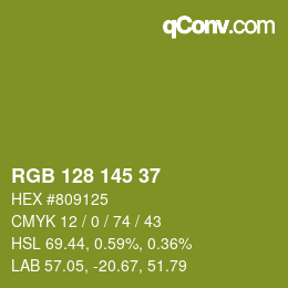 Color code: RGB 128 145 37 | qconv.com