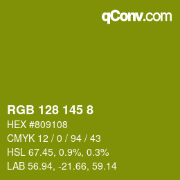 カラーコード: RGB 128 145 8 | qconv.com