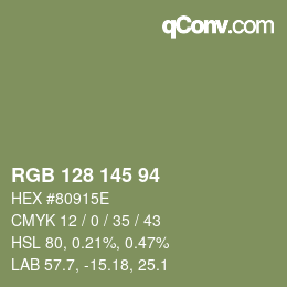 Color code: RGB 128 145 94 | qconv.com