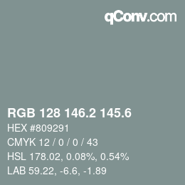 カラーコード: RGB 128 146.2 145.6 | qconv.com