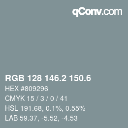 カラーコード: RGB 128 146.2 150.6 | qconv.com