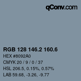 カラーコード: RGB 128 146.2 160.6 | qconv.com