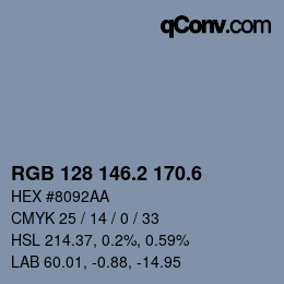 カラーコード: RGB 128 146.2 170.6 | qconv.com