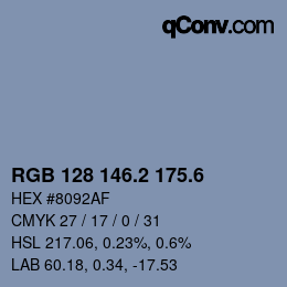 カラーコード: RGB 128 146.2 175.6 | qconv.com