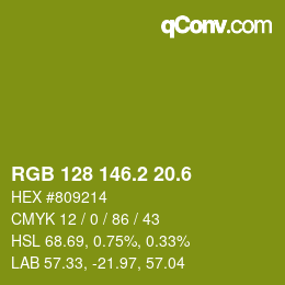 カラーコード: RGB 128 146.2 20.6 | qconv.com