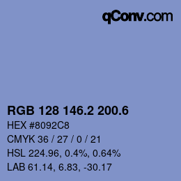 カラーコード: RGB 128 146.2 200.6 | qconv.com