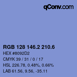 カラーコード: RGB 128 146.2 210.6 | qconv.com