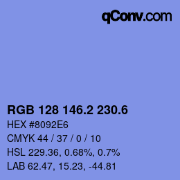 カラーコード: RGB 128 146.2 230.6 | qconv.com