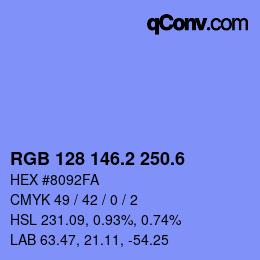 カラーコード: RGB 128 146.2 250.6 | qconv.com