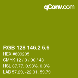 カラーコード: RGB 128 146.2 5.6 | qconv.com