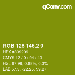 カラーコード: RGB 128 146.2 9 | qconv.com