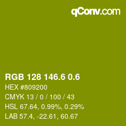 カラーコード: RGB 128 146.6 0.6 | qconv.com