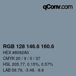 カラーコード: RGB 128 146.6 160.6 | qconv.com