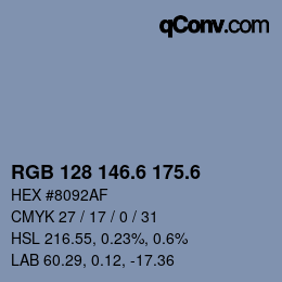カラーコード: RGB 128 146.6 175.6 | qconv.com