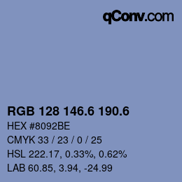 カラーコード: RGB 128 146.6 190.6 | qconv.com