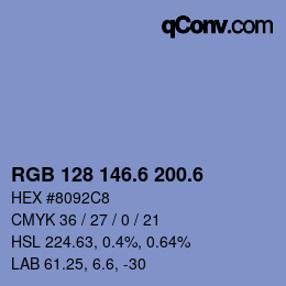 カラーコード: RGB 128 146.6 200.6 | qconv.com