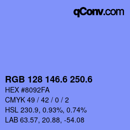 カラーコード: RGB 128 146.6 250.6 | qconv.com