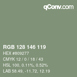カラーコード: RGB 128 146 119 | qconv.com